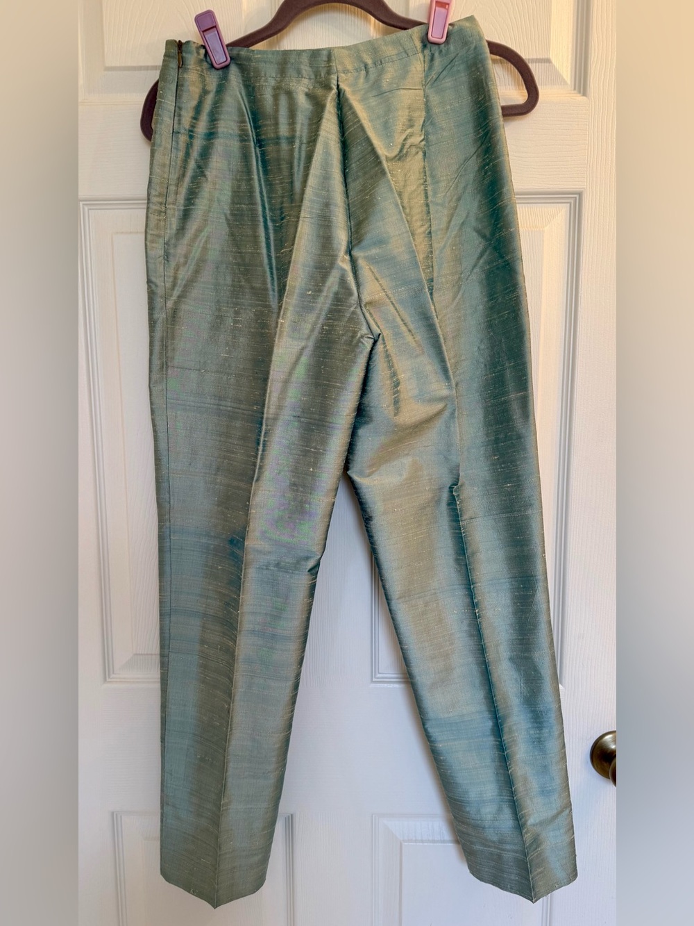 Ladies Silk Dress Pants in Sage Green